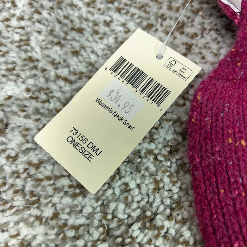Duluth Trading Co Scarf Womens One Size Pink Lambswool Blend Ribbed Knit Neck